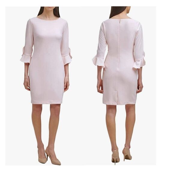 Karl Lagerfeld Paris Women's Tulip Sleeve Crepe Dress - Picture 1 of 11